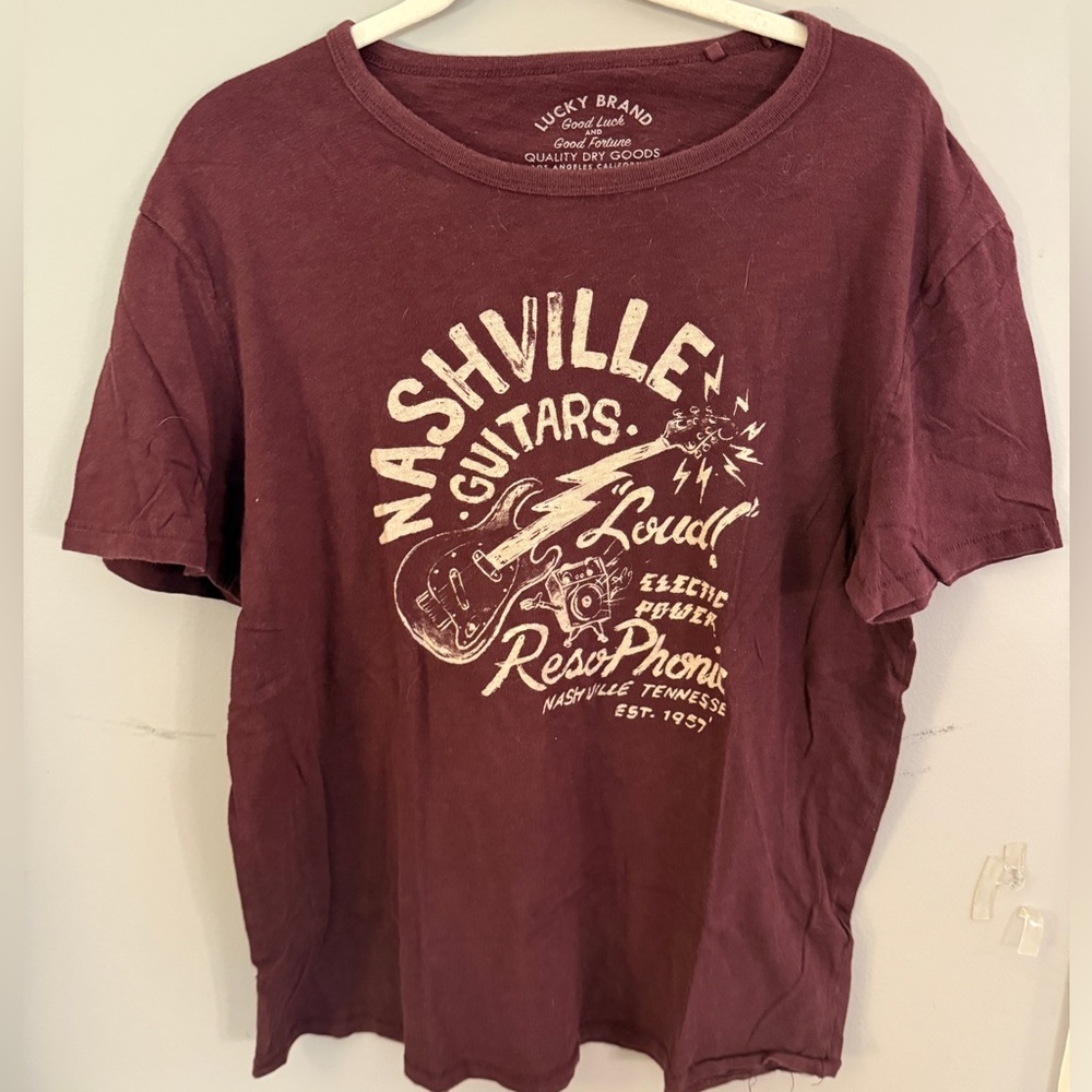 Lucky Brand Maroon Nashville Guitar Tee